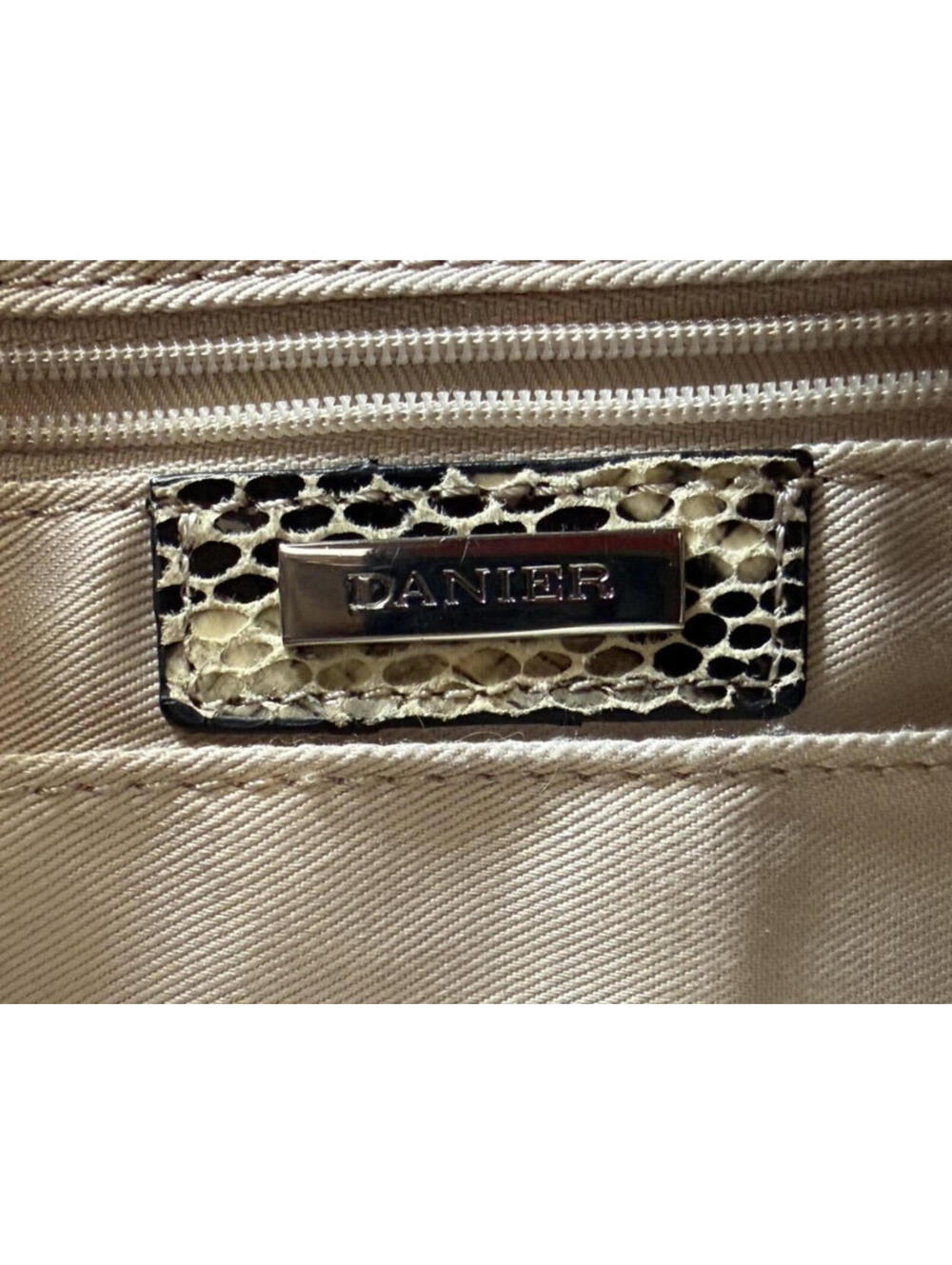 Danier Snake Print Leather Crossbody Purse Neutral Tones Vintage - Picture 4 of 5